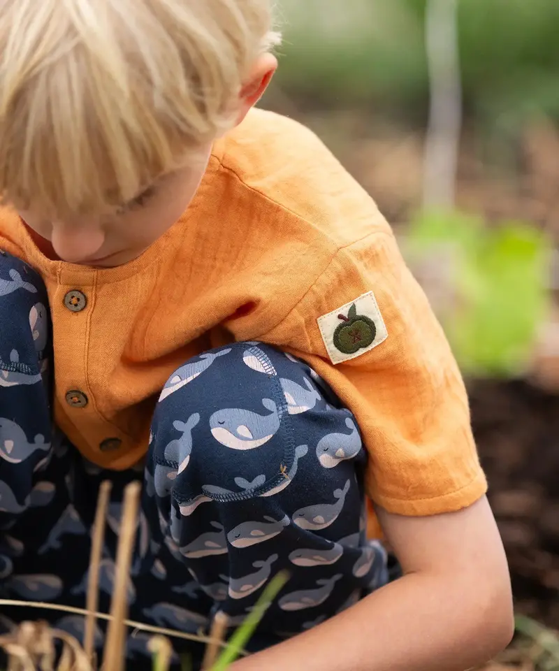 Little Green Radicals Short Sleeved Henley Top - Golden Ochre 2