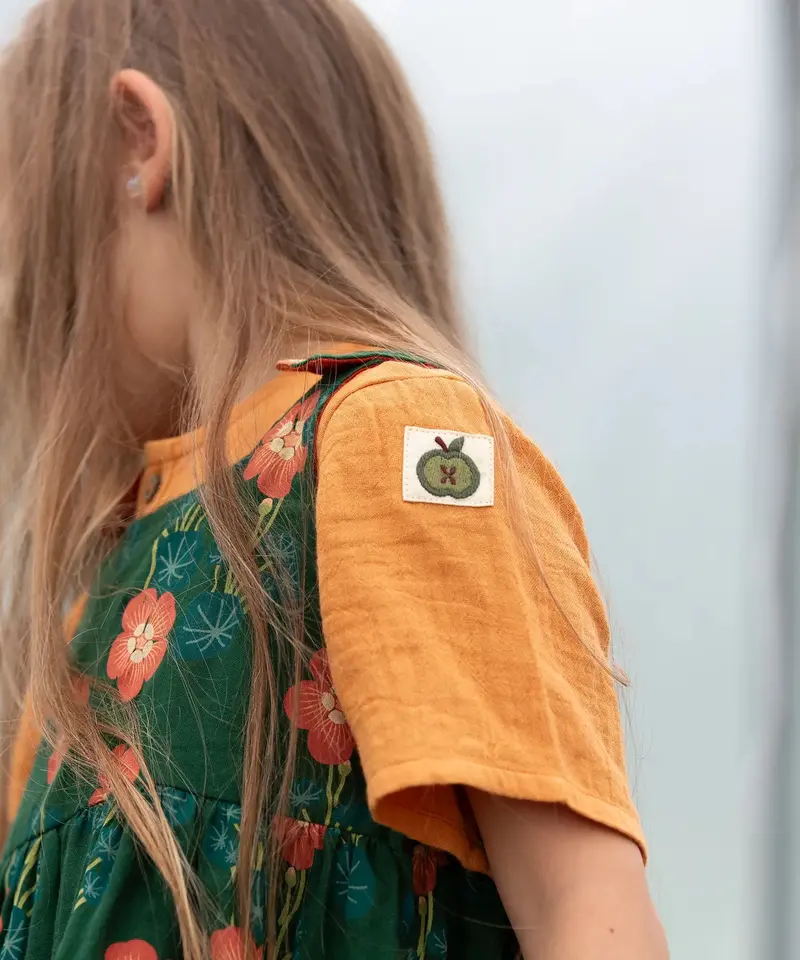 Little Green Radicals Short Sleeved Henley Top - Golden Ochre 4