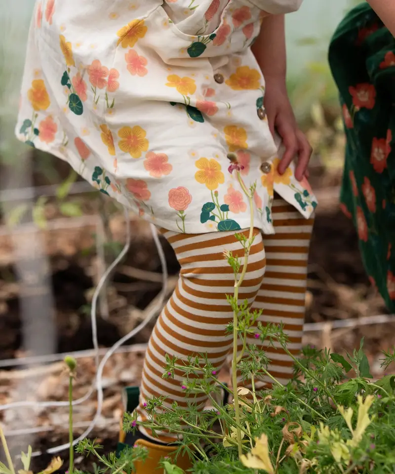 Little Green Radicals Striped Leggings - Apricot 2