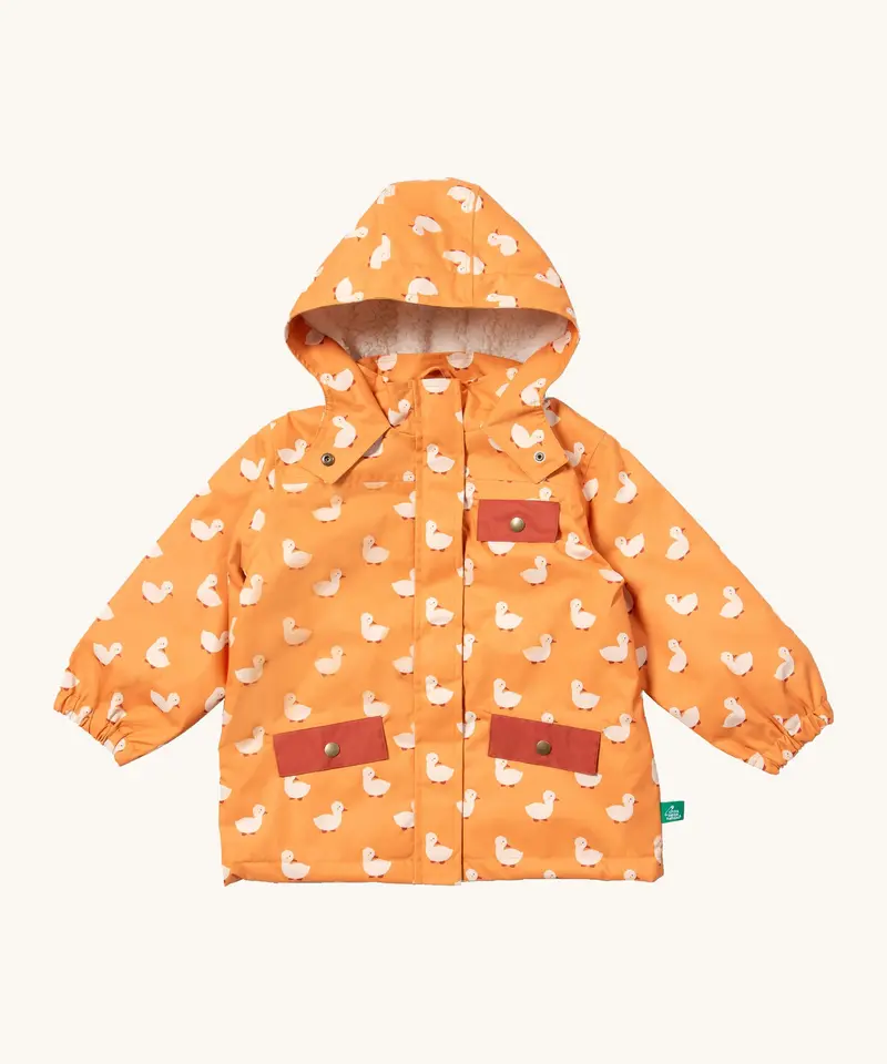 Little Green Radicals Waterproof Winter Coat - Gold Ducks 1