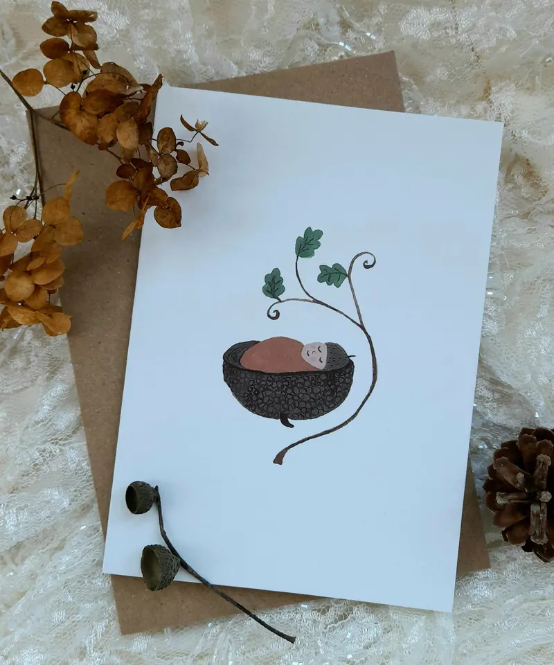 Lydiamae Acorn Baby Greeting Card 1