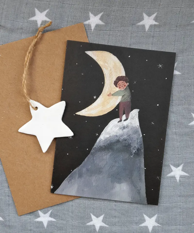 Lydiamae Hug The Moon Greeting Card 1