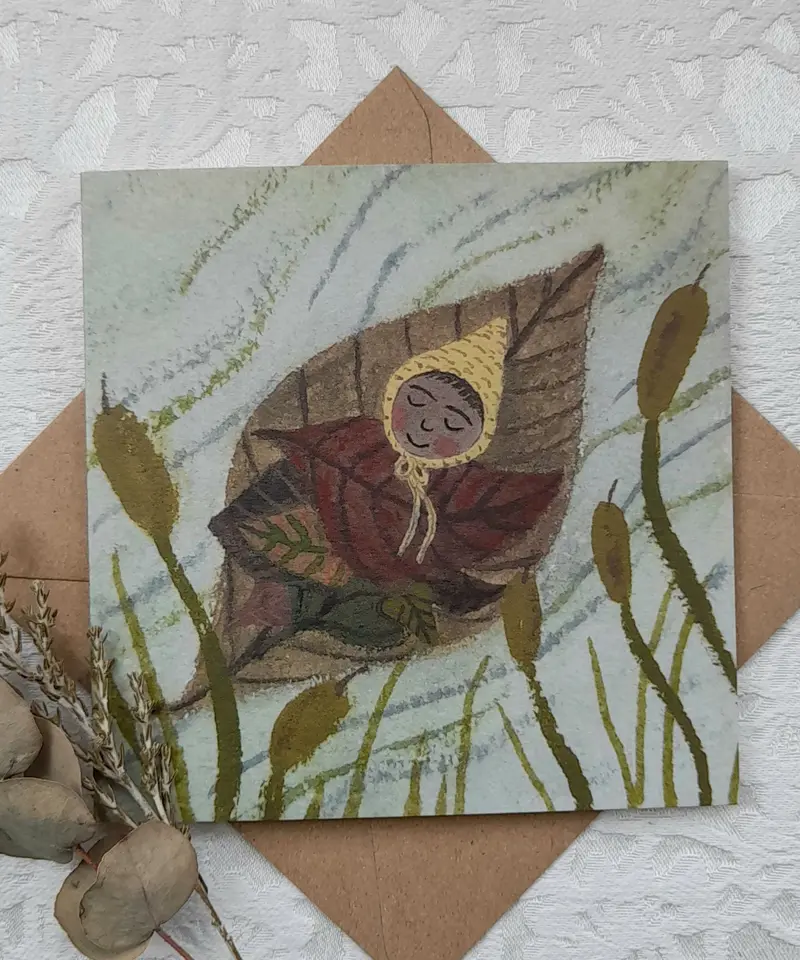 Lydiamae Leaf Baby Greeting Card 1