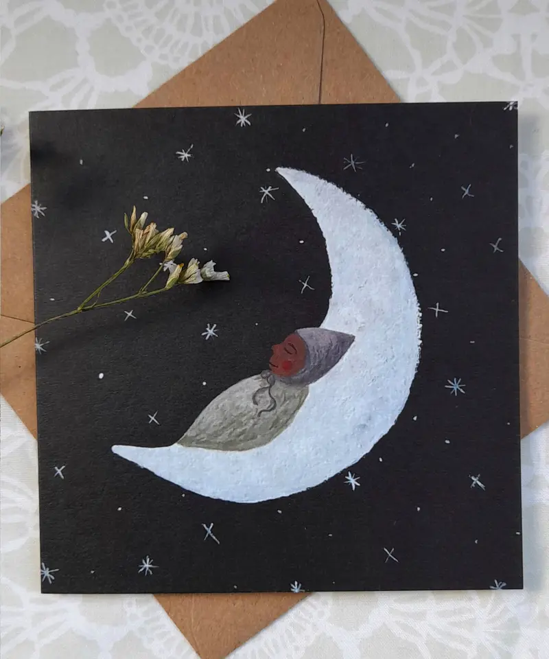 Lydiamae Moon Baby Greeting Card 1