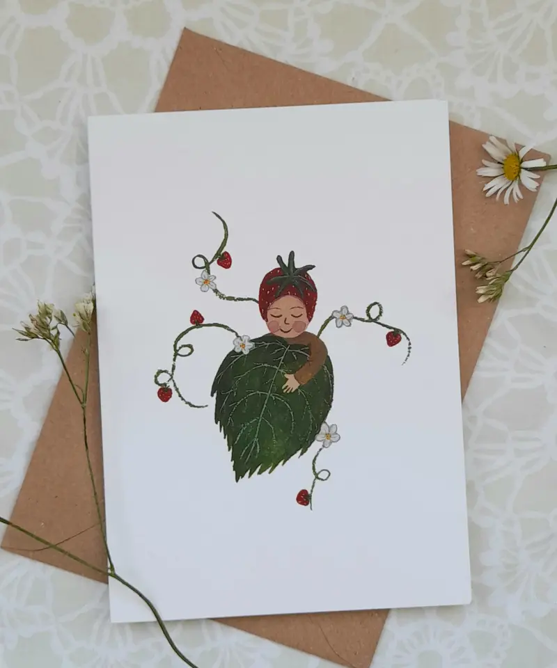 Lydiamae Strawberry Baby Greeting Card 1
