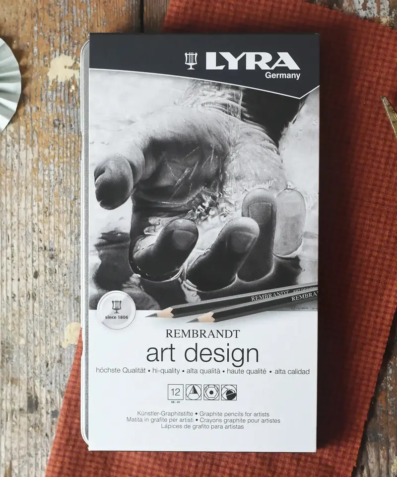 Lyra 12 Graphite Drawing Pencils Tin - 6B-4H 1