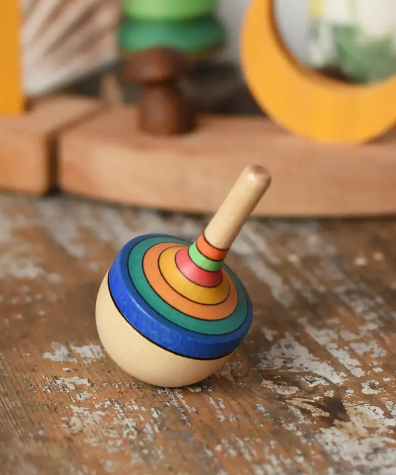 Mader Traditional Spinning Top - Rainbow Stripe 1