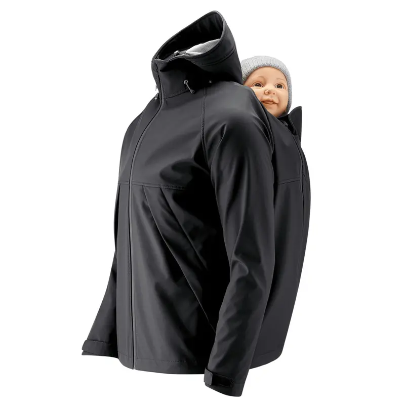 Mamalila Men's Softshell Allrounder Black Babywearing Jacket 3