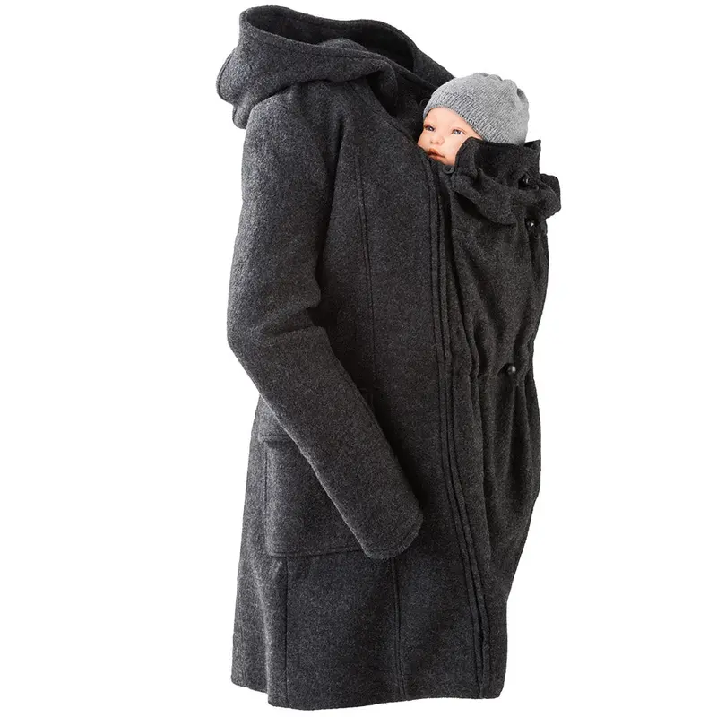 Mamalila Vienna Anthracite Wool Babywearing Coat 1
