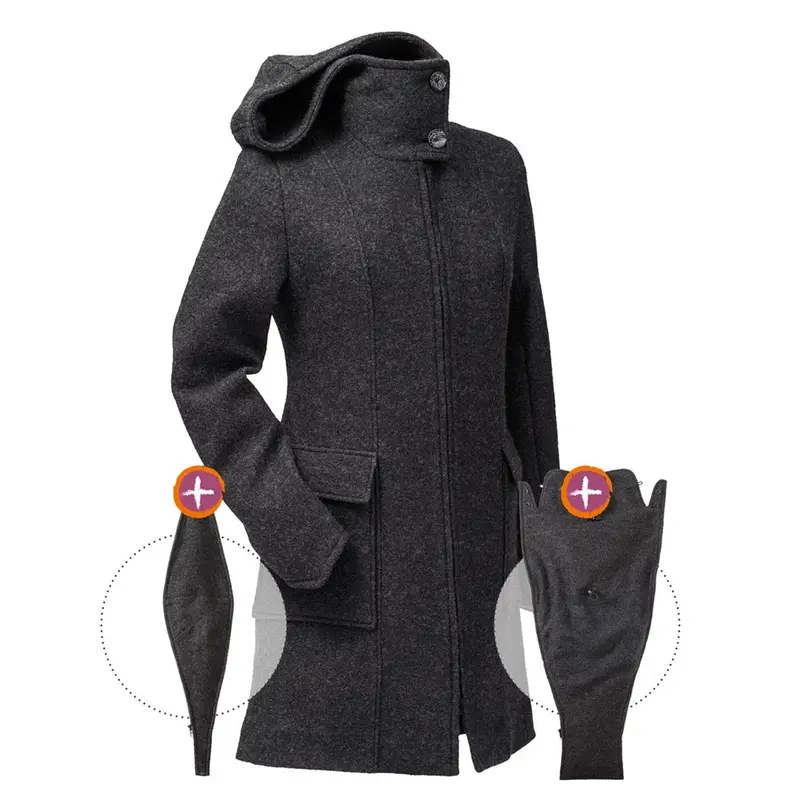 Mamalila Vienna Anthracite Wool Babywearing Coat 6