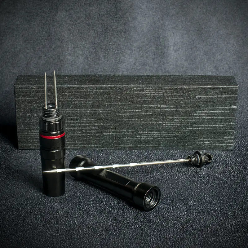 Matte Black Metal Cigar Drill Spike Nubber & Double Punch - Draw Enhancer Tool 2