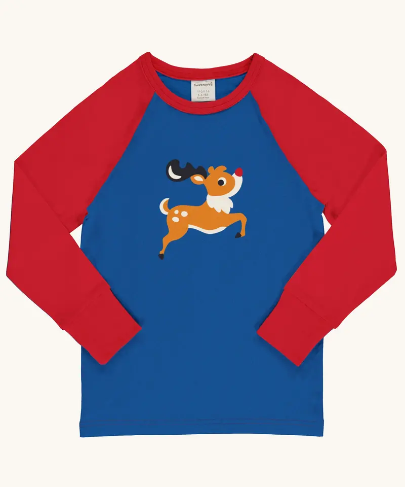 Maxomorra Reindeer Raglan Long Sleeve Top 1