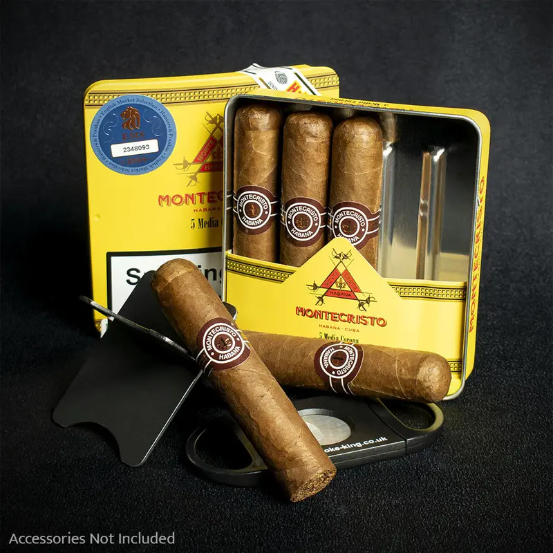 Montecristo Media Corona Cuban Cigars - Tin Of 5 1