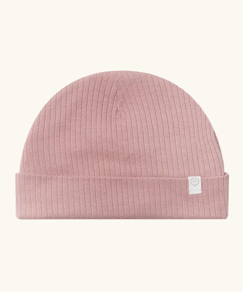 Mori Ribbed Baby Hat - Rose 1
