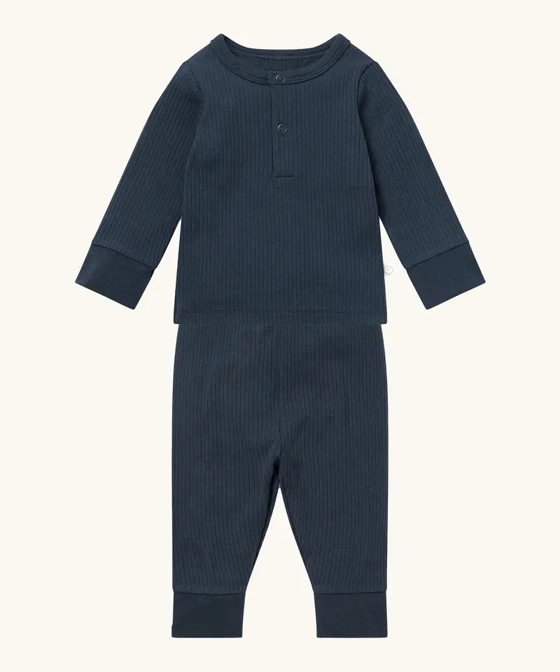 Mori Ribbed Pyjamas - Navy 1