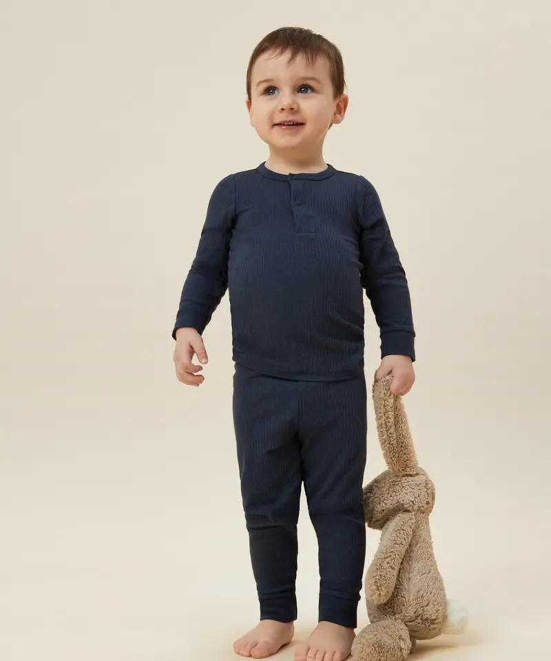 Mori Ribbed Pyjamas - Navy 2