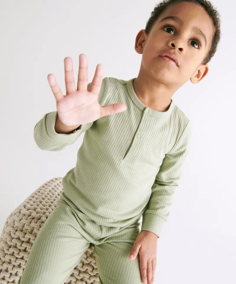Mori Ribbed Pyjamas - Sage 2