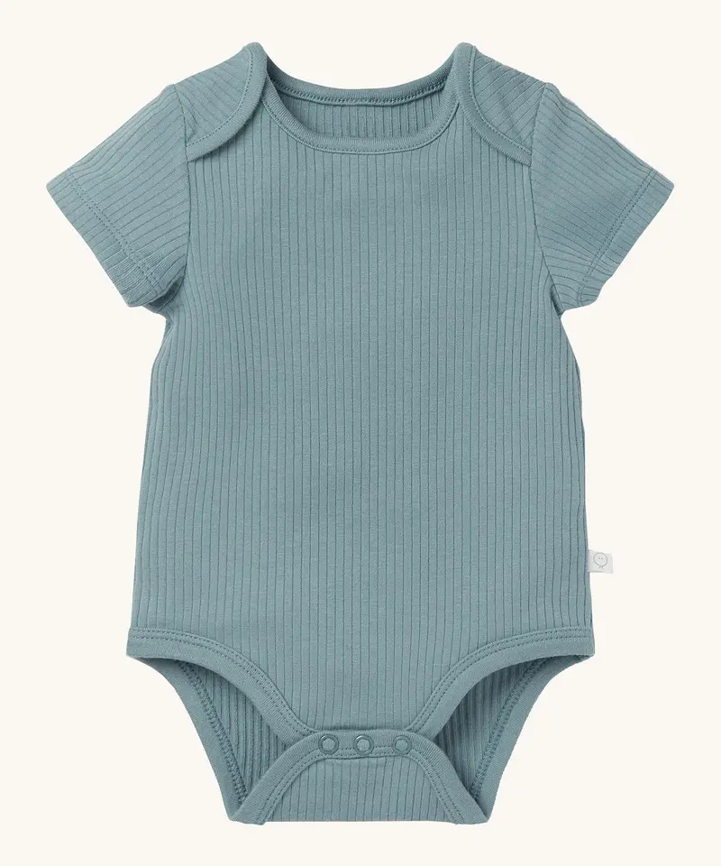 Mori Ribbed Short Sleeve Bodysuit - Sky 1