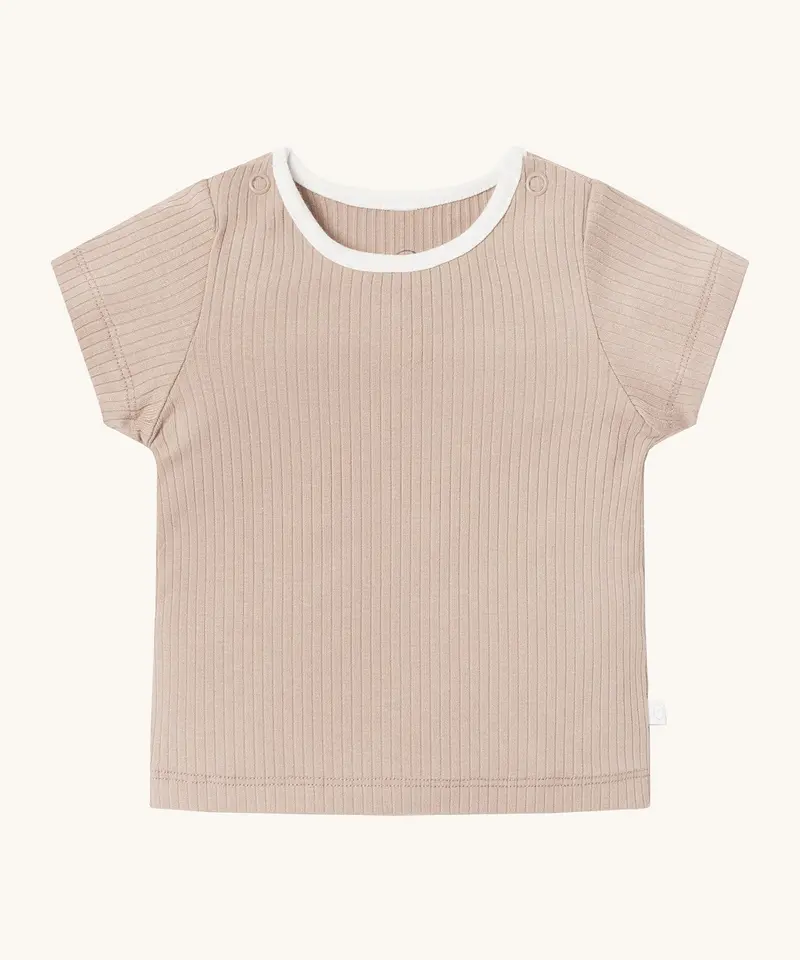 Mori Ribbed Short Sleeve T-Shirt - Blush 1