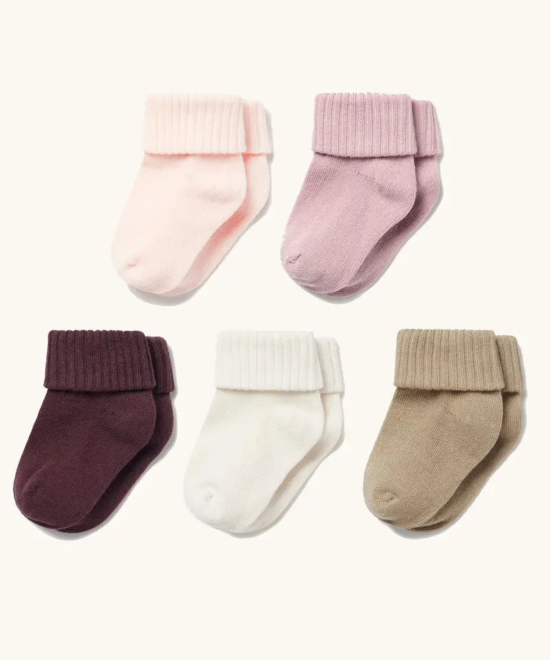 Mori Ribbed Socks 5 Pack - Berry Mix 1