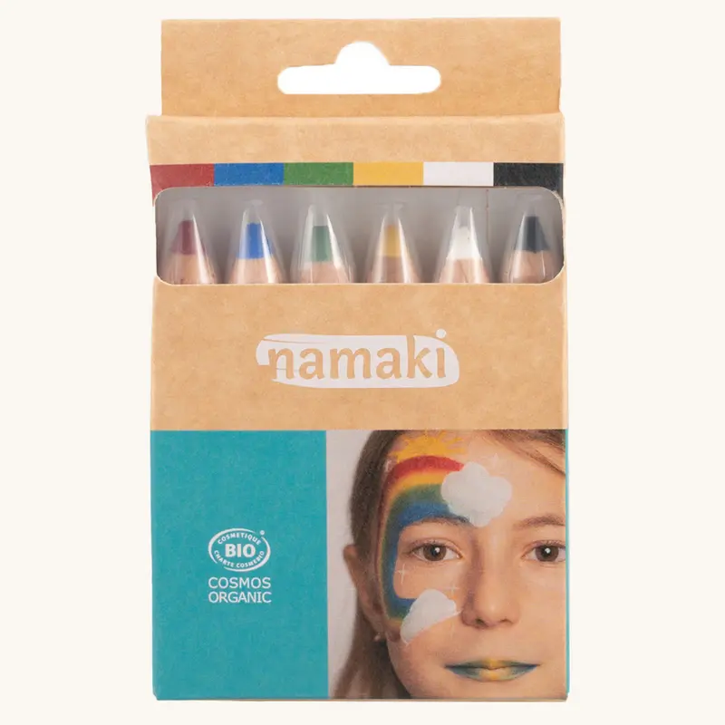 Namaki Natural Face Painting Pencils - 6 Colours - Rainbow 1
