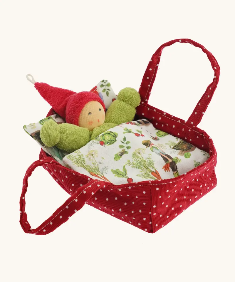 Nanchen Gnome Doll & Carrycot - Red 1