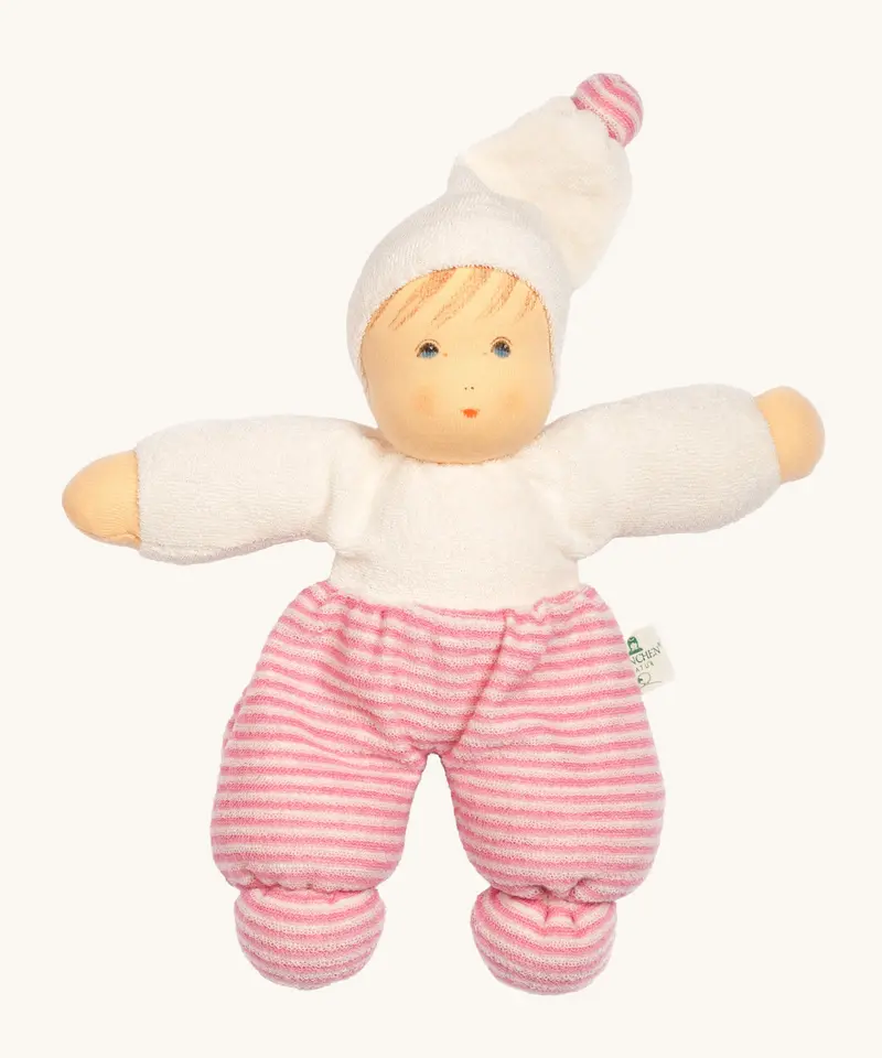 Nanchen Möpschen Waldorf Doll - Pink Stripes 1