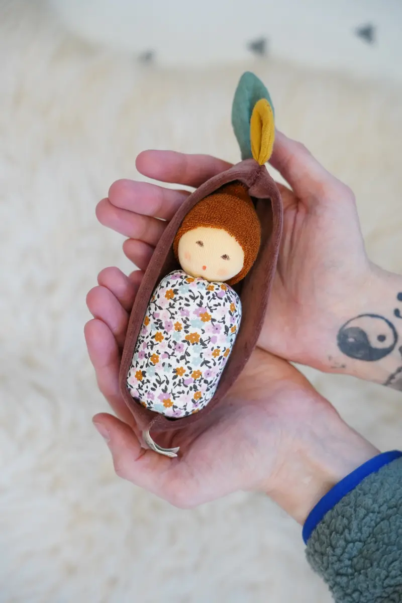 Nanchen Oak Baby Waldorf Doll - Floral 2