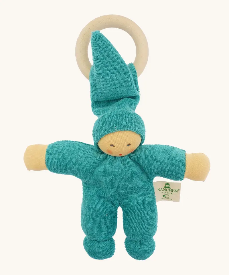 Nanchen Pimpel Doll With Teething Ring - Turquoise 1
