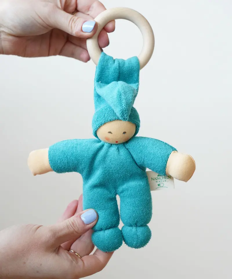 Nanchen Pimpel Doll With Teething Ring - Turquoise 2