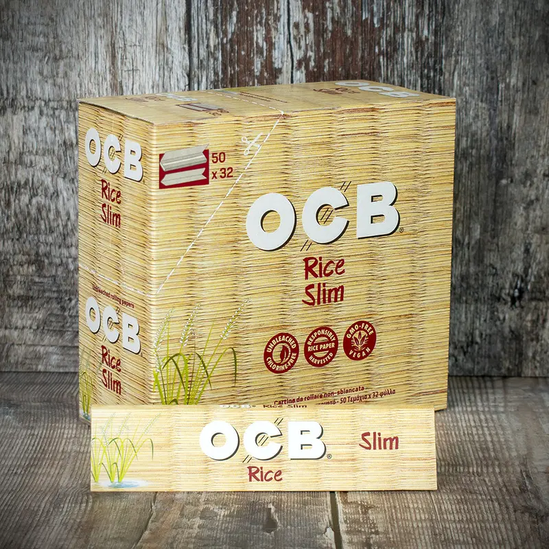Ocb Kingsize Slim Rice Rolling Papers - Box Of 50 1