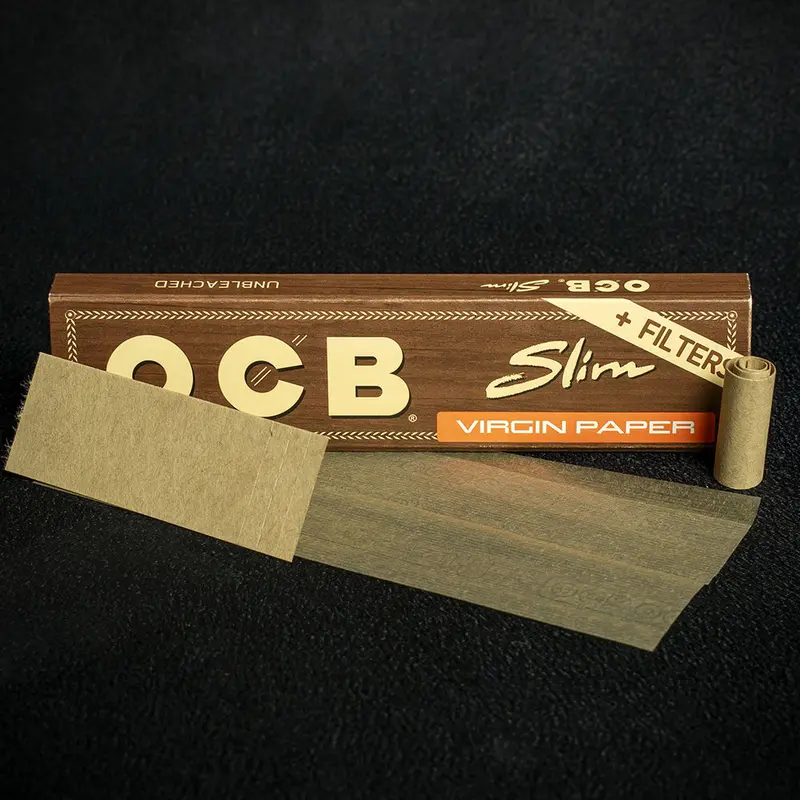 Ocb Kingsize Slim Virgin Rolling Papers & Tips - Single Pack 1