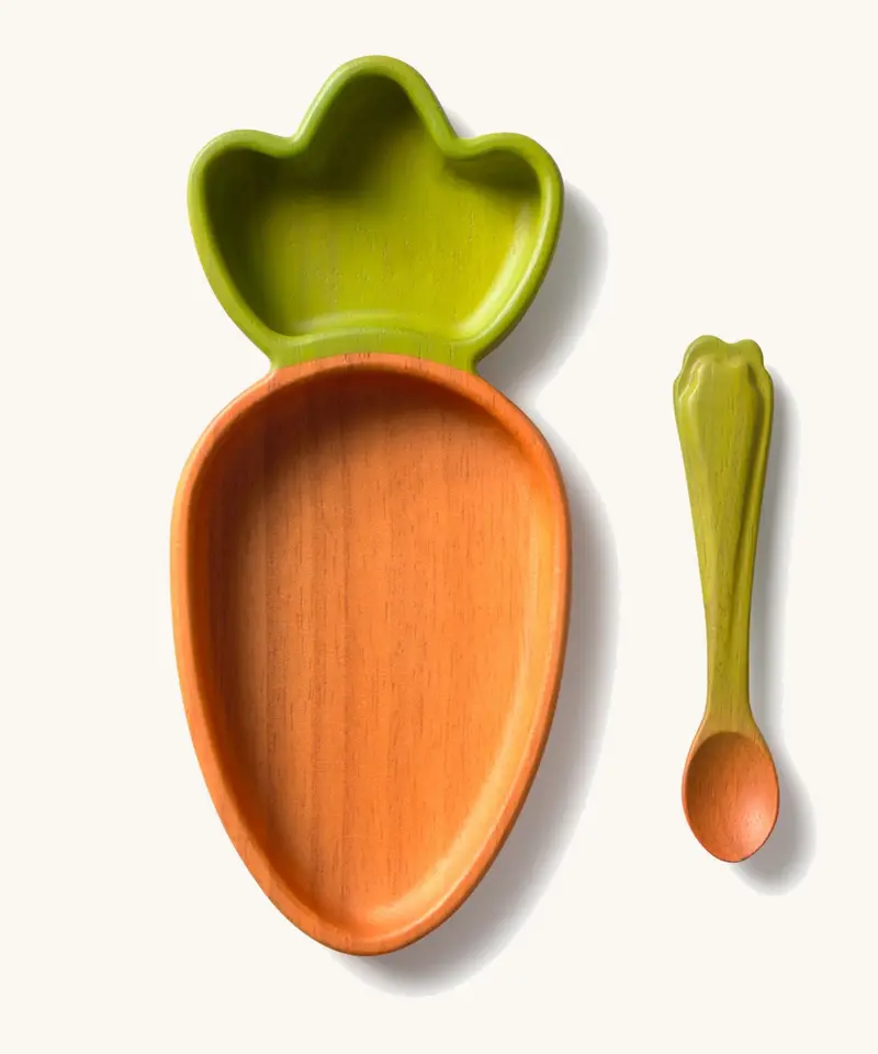 Oli & Carol Plate And Spoon Set - Cathy The Carrot 1