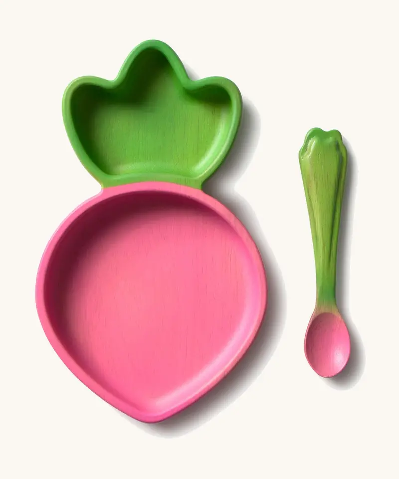 Oli & Carol Plate And Spoon Set - Ramona The Radish 1