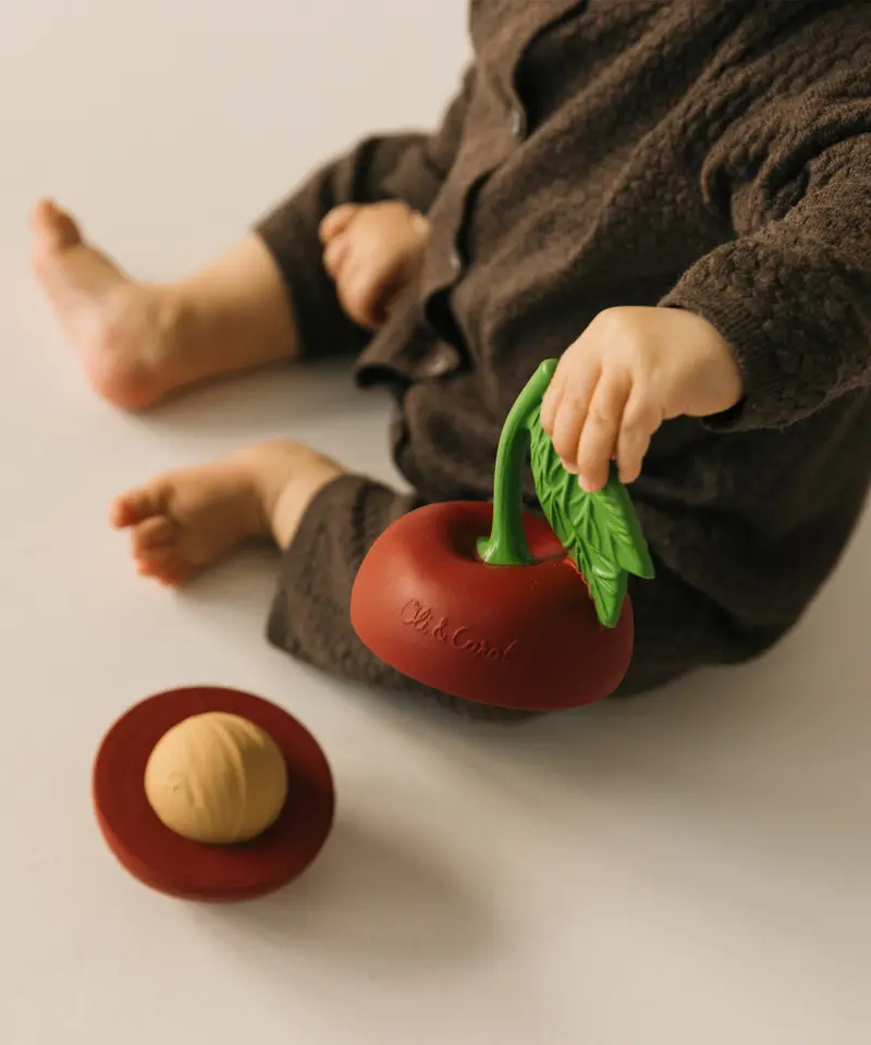 Oli & Carol Stacking Toy & Rattle Ball - Cherry 2
