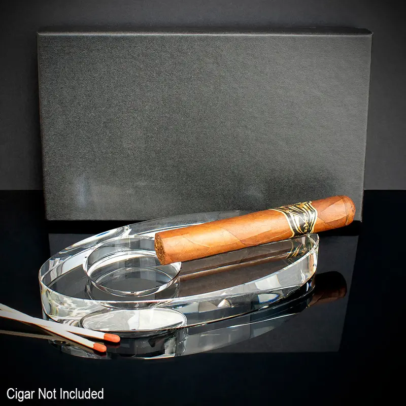 Oval Crystal Cigar Ashtray - Single Cigar Rest 1