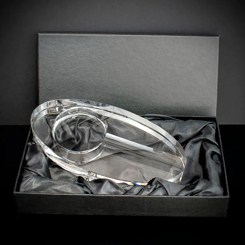 Oval Crystal Cigar Ashtray - Single Cigar Rest 2