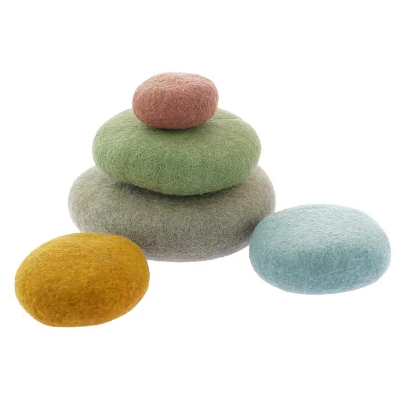 Papoose Toys Felt Stacking Pebbles - Earth Set 1