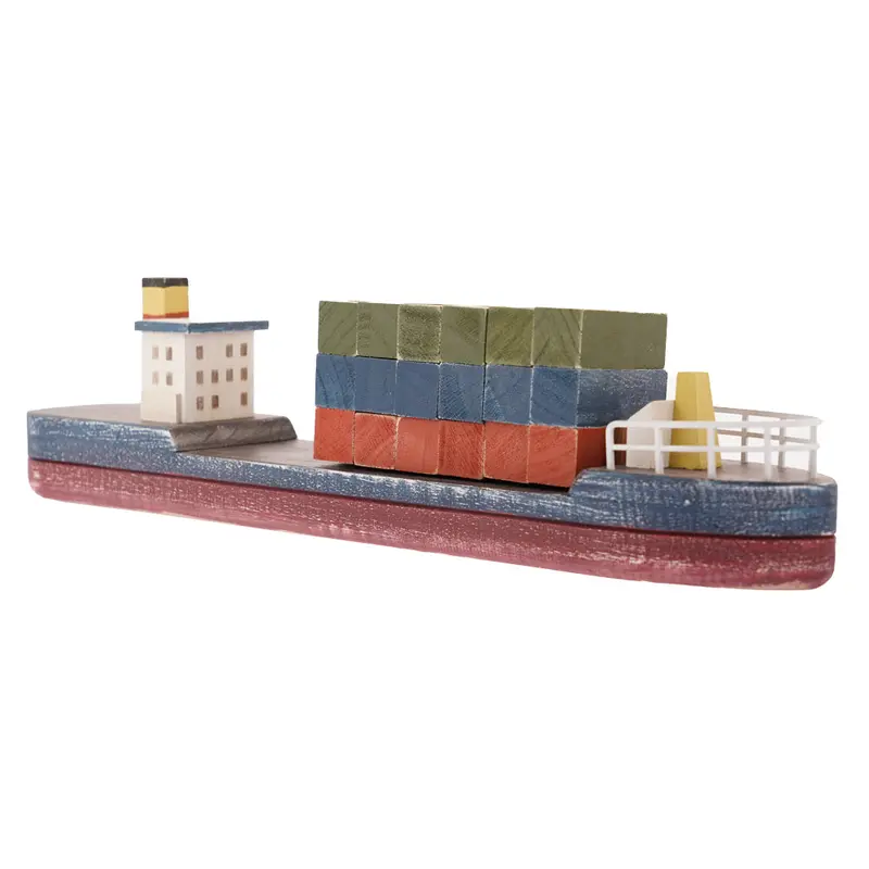 Papoose Toys Wooden Container Boat 1