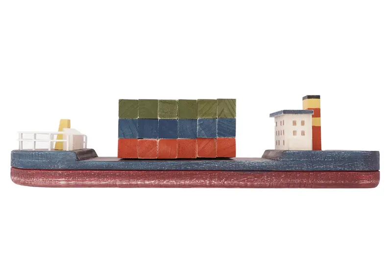 Papoose Toys Wooden Container Boat 2