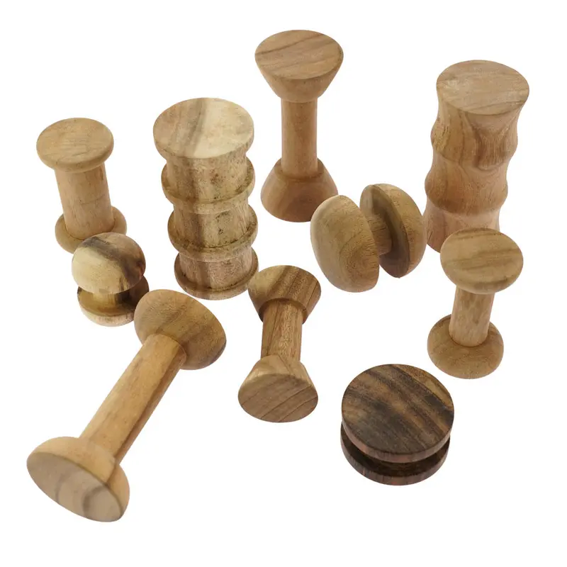 Papoose Toys Wooden Spool Shape Set 1
