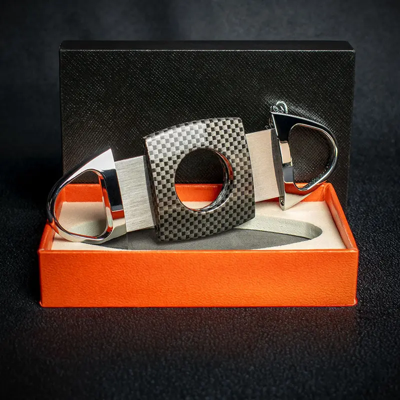 Passatore Chrome & Carbon Check Double Blade Guillotine Cigar Cutter 2