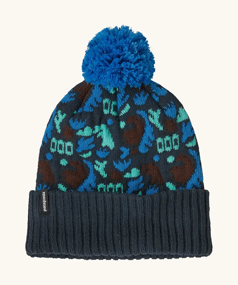 Patagonia Adult Powder Town Beanie - Across Oceans / Smolder Blue 1
