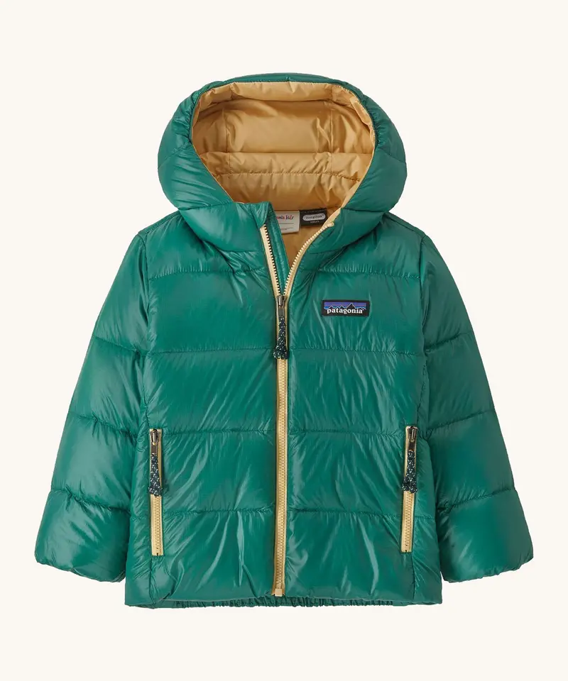 Patagonia Baby Hi-Loft Down Sweater Hoody Conifer Green 1