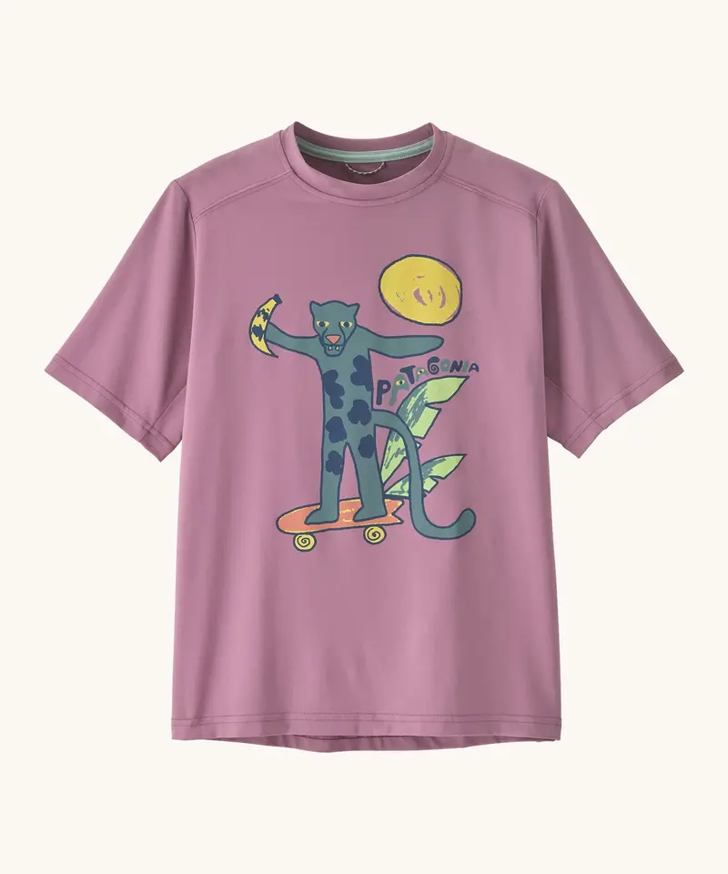 Patagonia Kids' Capilene® Silkweight T-Shirt - Jaguar / Violet 1