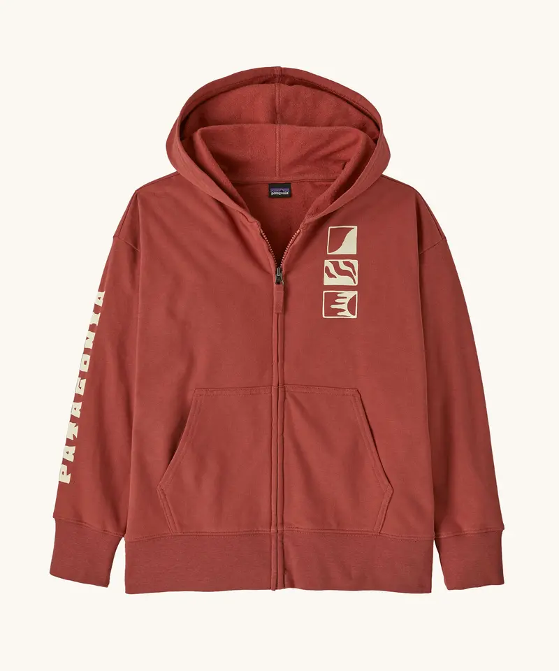 Patagonia Kids Full-Zip Hoody Sweatshirt - Mother Rays / Potters Red 1