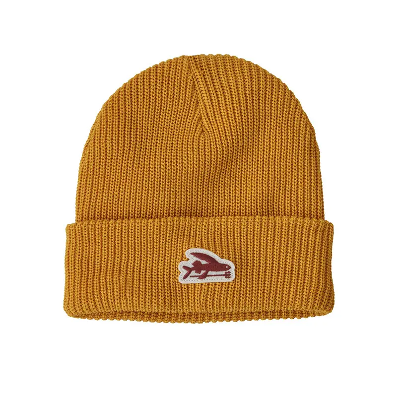 Patagonia Kids Logo Beanie - Flying Fish Felt Patch: Cabin Gold 1