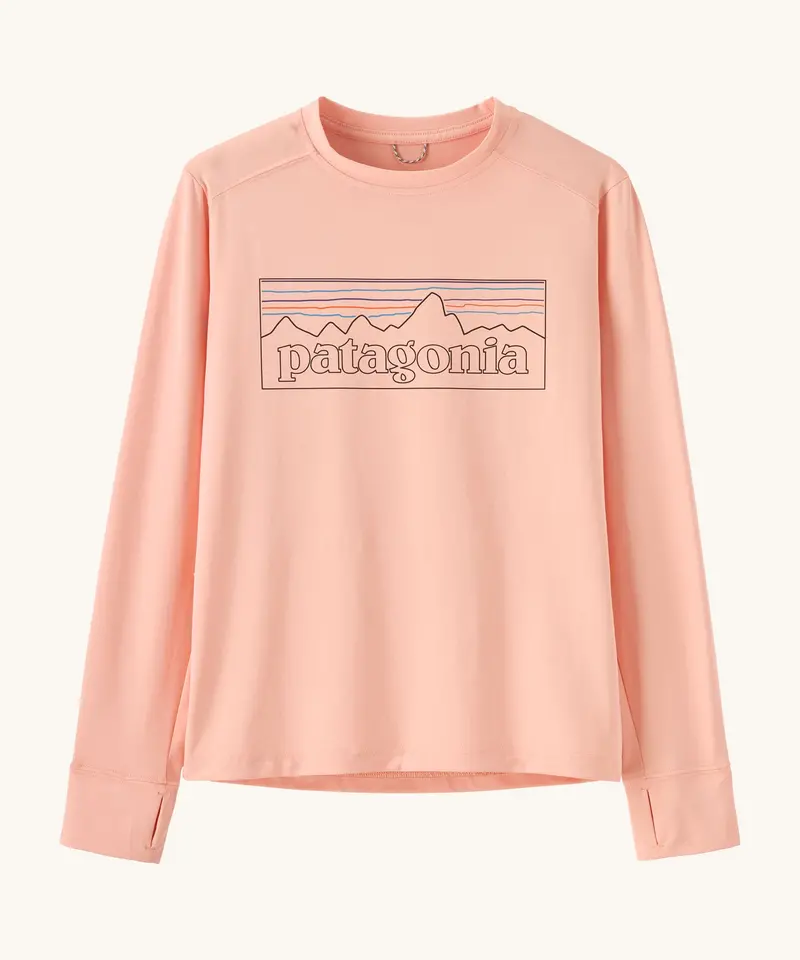 Patagonia Kids Long Sleeve Capilene® T-Shirt - P-6 Outline / Sunlit Pink 1