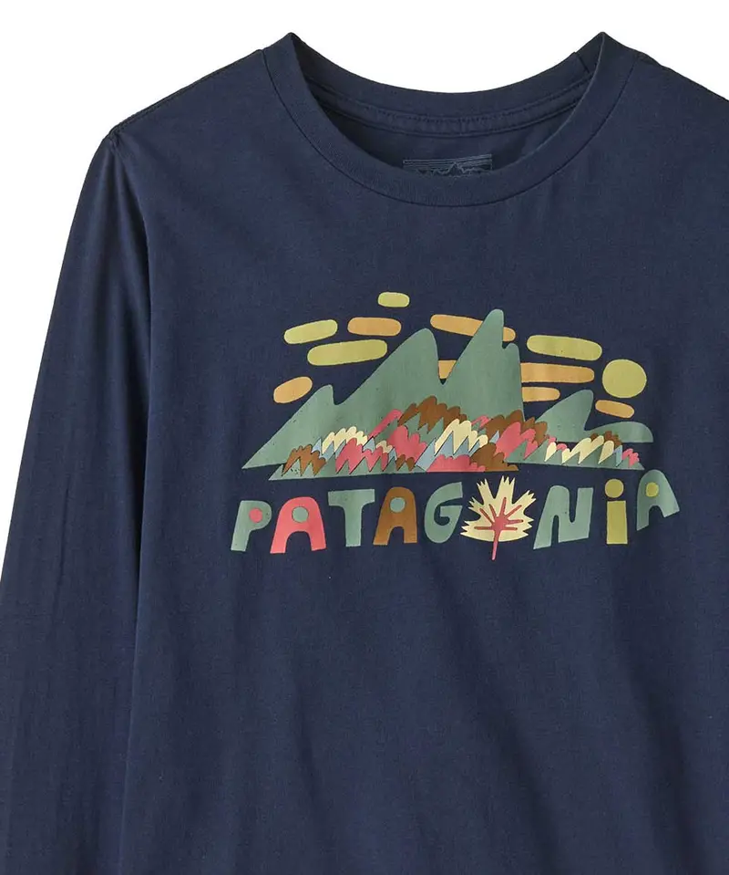 Patagonia Kids Long Sleeve Graphic Top - Fitz Roy Foliage / New Navy 2
