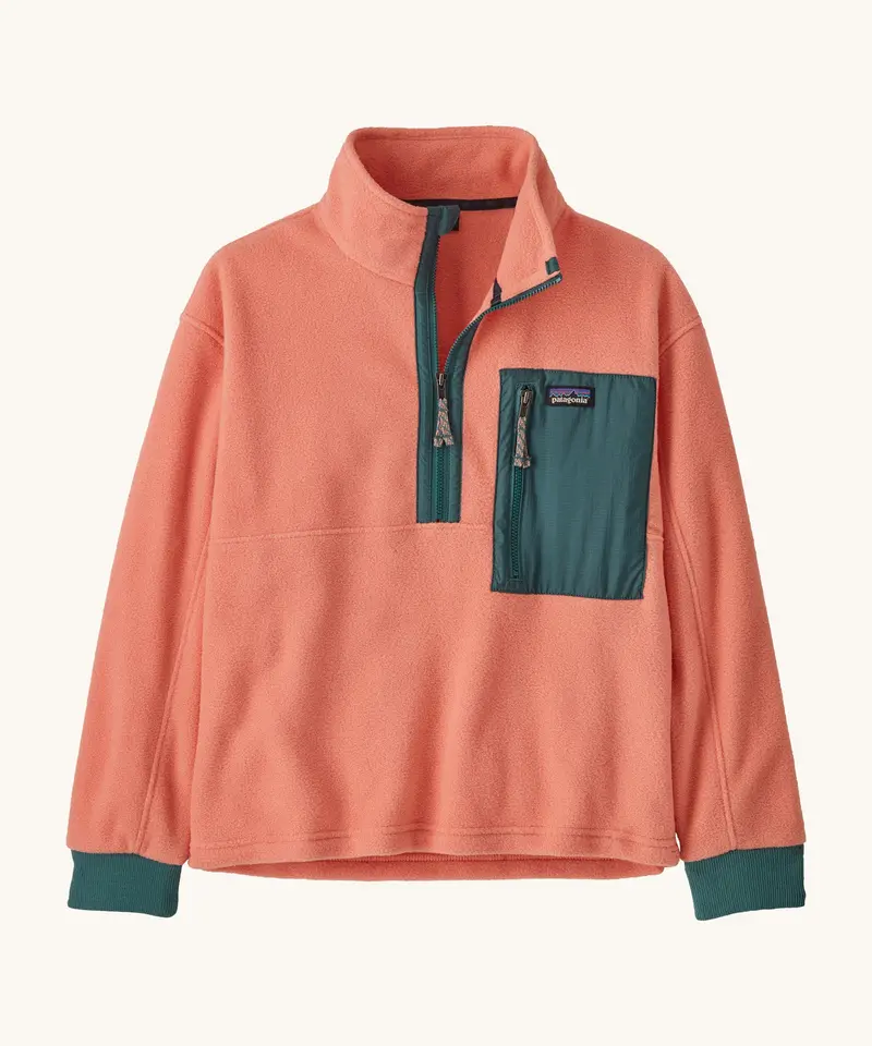 Patagonia Kids Microdini 1/2 Zip Fleece Top - Peak Pink 1